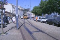 Gammal sprvagn i Porto